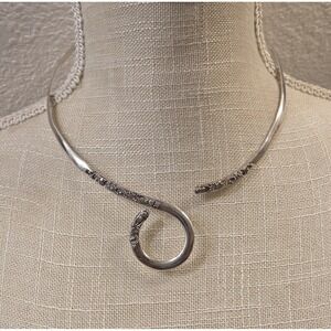 Vintage SARDA Sterling Silver Bali Swirl Graduated Collar Choker S Hook Necklace